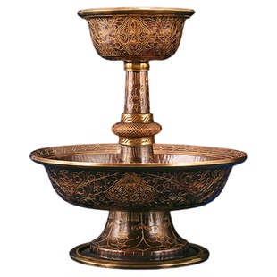 紫铜雕花尼泊尔供护法杯纯铜摆件藏式纯铜摆件西藏用品供具供护杯