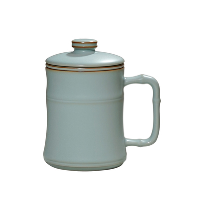 汝窑办公杯大容量陶瓷杯带盖