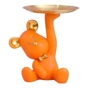 可爱暴力熊托盘小摆件客厅酒柜玄关进门钥匙收纳装饰乔迁送人礼物