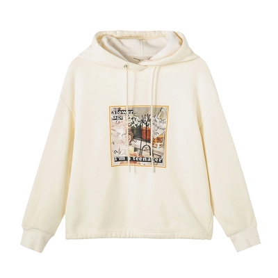 布景简约加绒宽松卫衣