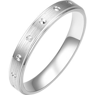 周六福经典款戒指S925纯银男女满天星简约素圈情侣戒纪念生日礼物