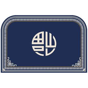 入户门高级感蓝色新中式地垫北门地垫家用防滑耐脏地毯进门口脚垫