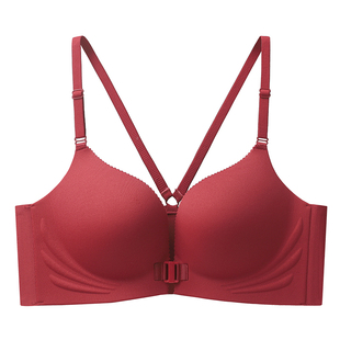 红色好运文胸女小胸聚拢显大平胸专用加厚前扣美背无痕内衣胸罩