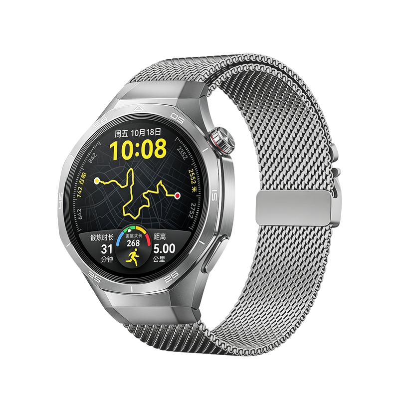 适用华为手表watch GT5Pro专用编织表带米兰尼斯降落伞扣钛带男款