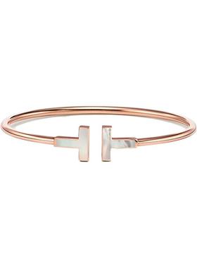 【自营】中古99新蒂芙尼Tiffany T系列线圈手镯18K金镶贝母中号
