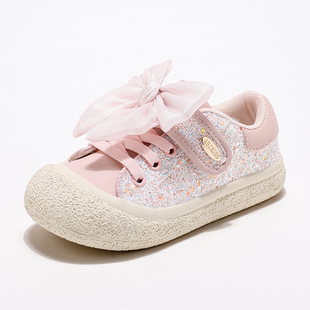 ABCkids童鞋女童板鞋春夏款蝴蝶结轻便公主鞋魔术贴儿童运动鞋女