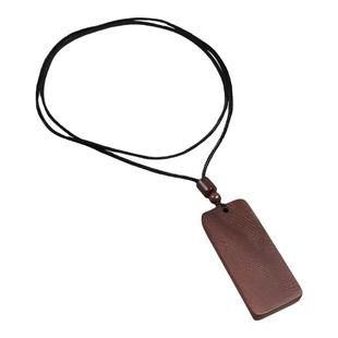 定制刻字黑檀木平安无事牌项链吊坠礼物毕业纪念品雕刻图案毛衣链