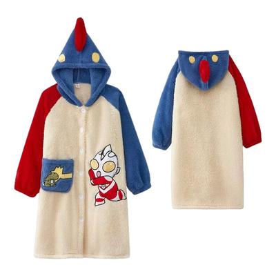 新款儿童珊瑚绒睡衣男童睡袍奥特曼冬季家居服男孩法兰绒浴袍加厚