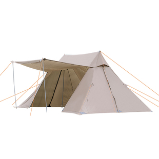 莫崎户外秋冬露营双峰防风雨野营客厅多人A塔庇护所云盖天幕帐篷