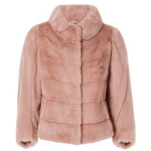 La Koradior拉珂蒂时尚新款粉色洋气轻奢显瘦水貂貂皮草外套女冬
