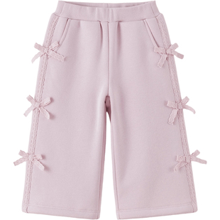 [加绒]马克珍妮女童甜酷花边蝴蝶结阔腿裤宝宝裤子秋冬新款551328