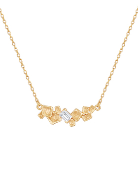 森吾纯银方块莫桑钻通勤项链