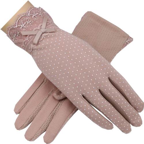 防晒手套女薄款防紫外线开车骑行防滑透气夏季棉触屏护手白手套