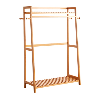 简易实木衣帽架落地卧室挂衣架客厅榉木质晾衣服架家用房间立式杆