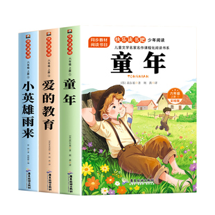 全套3册 童年六年级上册必读正版的课外书爱的教育小英雄雨来高尔基原著完整版快乐读书吧六上书目鲁滨逊漂流记6年级下册阅读书籍