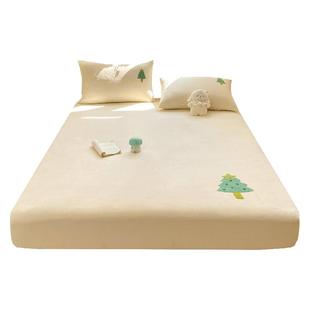 无印良品牛奶绒床笠冬季加绒儿童珊瑚绒床笠罩床单三件套保护套罩