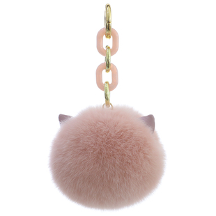 韩国ins网红真獭兔毛猫耳朵汽车钥匙扣挂件可爱毛绒包包挂饰毛球