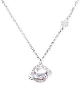 银色星球项链女小众精致秋季