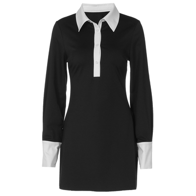 高智御姐Polo领衬衫a字裙连衣裙