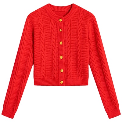 落落狷介红色小个子毛衣女