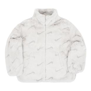 NIKE耐克满印立领拉链保暖直筒人造皮草貂绒女款外套 DQ6843-072