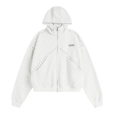 NOPASS「拼接铆钉拉链卫衣」