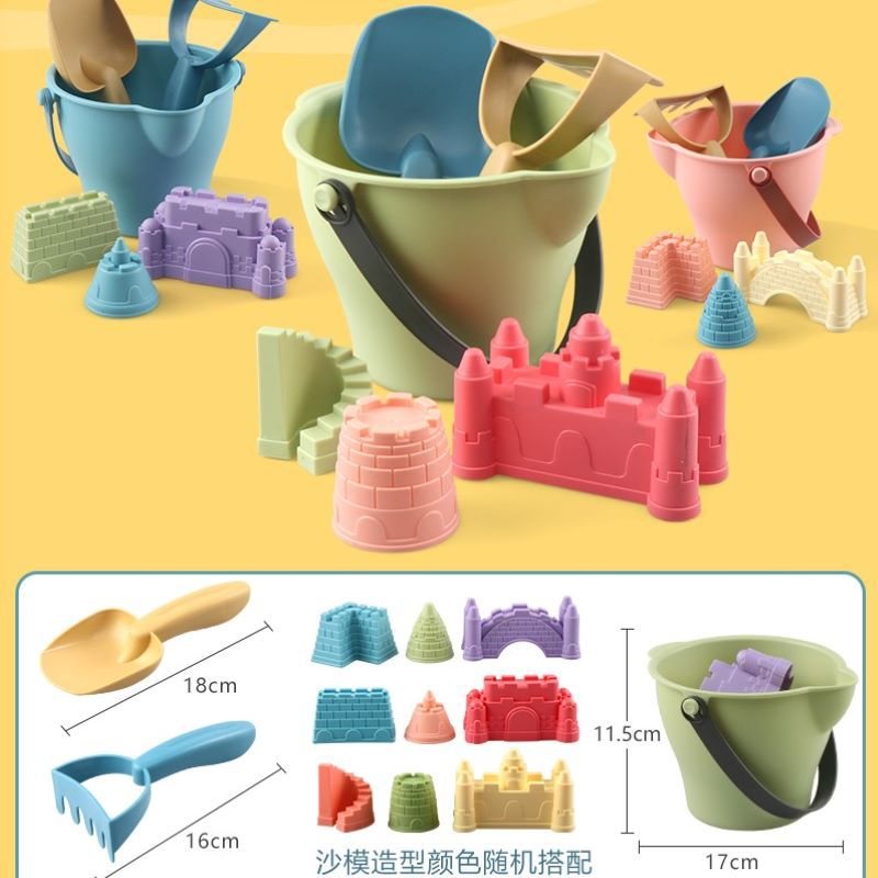 新品 沙滩玩具套装儿童玩沙挖沙工具铲水桶沙漏男女海边背包水枪