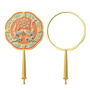 故宫人面桃花镜手持化妆镜 洛阳博物馆文创国风小镜子古风伴手礼