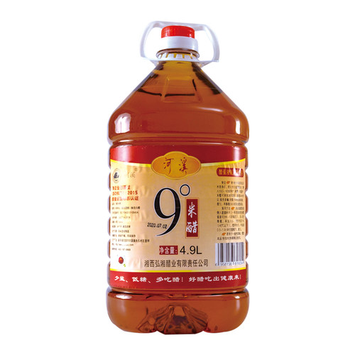 河溪9度米醋桶装4.9LX1粮食酿造食用醋凉拌炒菜家用泡蒜醋泡姜醋