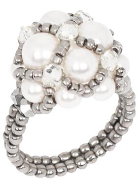 原创手工编织施家珍珠戒指