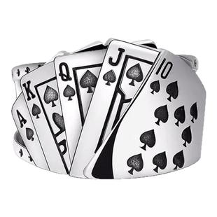 黑桃同花顺扑克牌戒指男女复古做旧开运泰银潮人个性好运开口指环