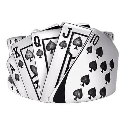 同花顺扑克牌复古泰银戒指