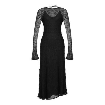2025秋冬新款性感黑色蕾丝连衣裙