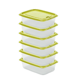 茶花保鲜盒冰箱收纳盒1200ml*6个食品级带盖密封塑料水果蔬菜盒组