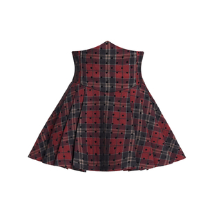 VOCK 高校派对 暗黑甜酷少女格子新年显瘦超高腰封鱼骨百褶半裙子