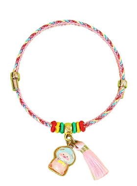 五彩绳粽子宝宝粉色编织绳五彩线流苏葫芦端午手绳挂件端午安康礼