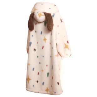 Gukoo/果壳睡袍女冬季轰轰小狗新款满印可爱薄绒女士家居服睡袍D