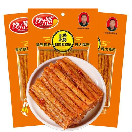 馋大嘴巴盐焗素鸡筋辣条32g麻辣小吃湖南辣味零食休闲食品儿时辣