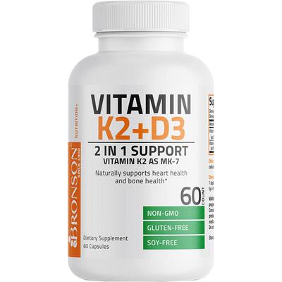 美国Bronson维生素D3+K2胶囊