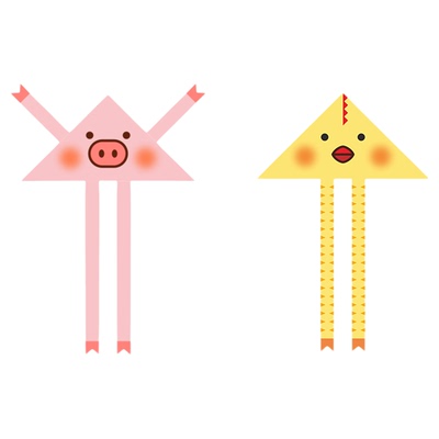 霜山飞猪风筝印花图案清晰