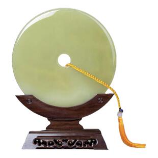 MereFame青玉平安扣摆件客厅博古架玉璧装饰品酒柜玄关乔迁送礼品