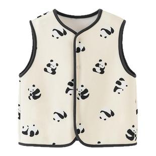 迷你巴拉儿童保暖背心男女童宝宝柔软亲肤内里抓绒印花家居马甲春