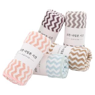 高密经编毛巾浴巾吸水珊瑚绒毛巾不掉毛洗脸洗澡家用柔软吸水彩条