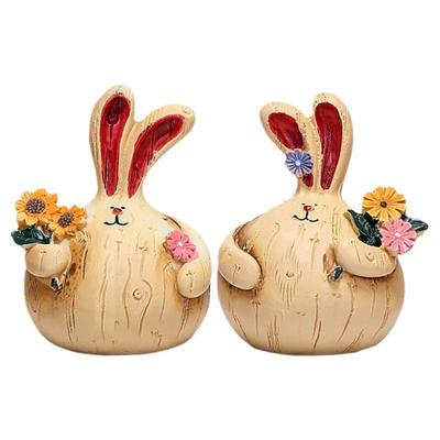 美式乡村仿木纹胖胖兔工艺摆设