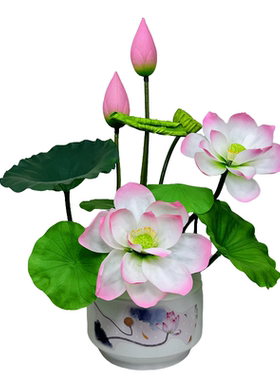 高档荷花仿真花保湿手感睡莲