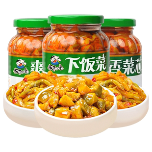 饭扫光下饭菜榨菜瓶装爽口菜香菜芯开味小菜400g拌饭配粥下饭咸菜