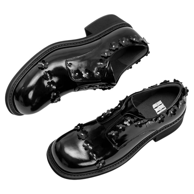 对面真皮乐福鞋增高软底皮鞋