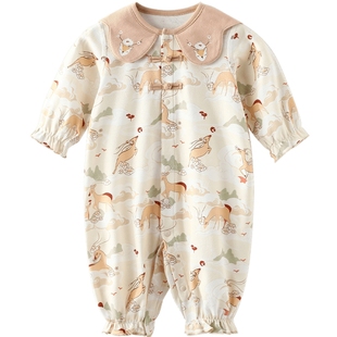 婴幼儿衣服女童超洋气中国风汉服春秋纯棉连体衣周岁礼服宝宝秋装