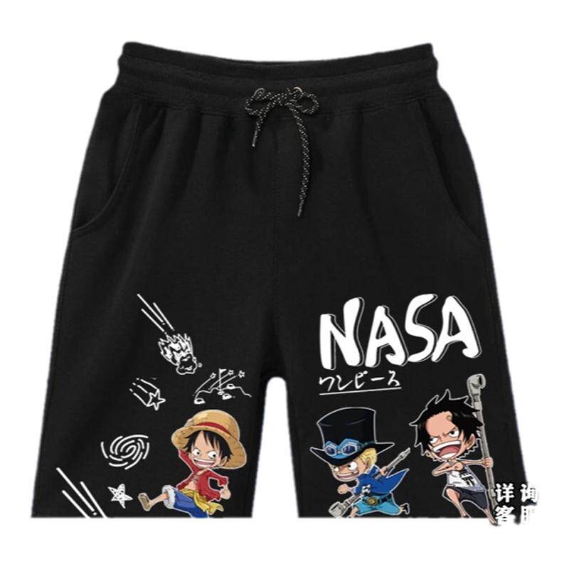 nasa联名海贼王短裤男士夏季沙滩裤路飞休闲大码五分裤子运动半裤