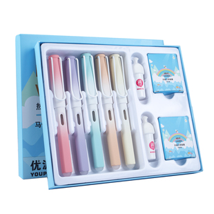 【定制刻字】优派可擦钢笔三年级小学生专用儿童初学者书写练字可替换3.4mm口径通用热敏摩易擦晶蓝黑色墨囊